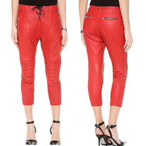 FAITH CONNEXION red Leather cropped pants